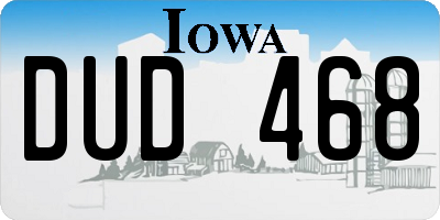 IA license plate DUD468