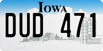 IA license plate DUD471