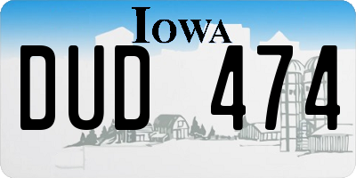 IA license plate DUD474