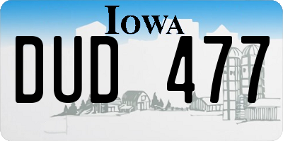 IA license plate DUD477