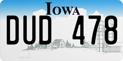 IA license plate DUD478