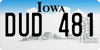 IA license plate DUD481