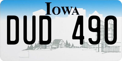 IA license plate DUD490