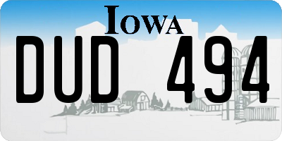 IA license plate DUD494