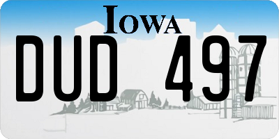 IA license plate DUD497