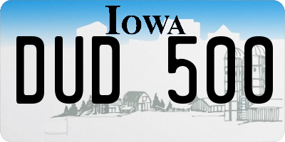 IA license plate DUD500