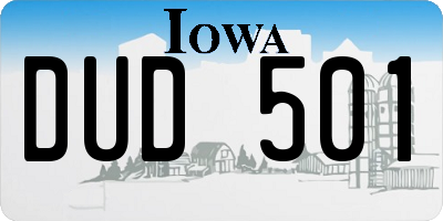IA license plate DUD501