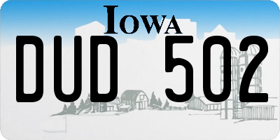 IA license plate DUD502