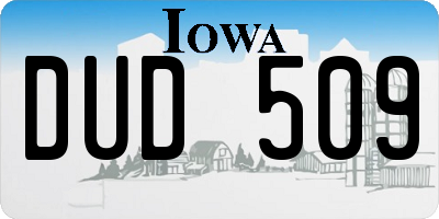 IA license plate DUD509
