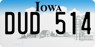 IA license plate DUD514