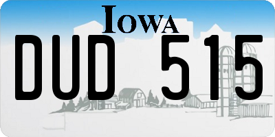 IA license plate DUD515