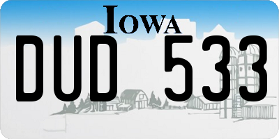 IA license plate DUD533