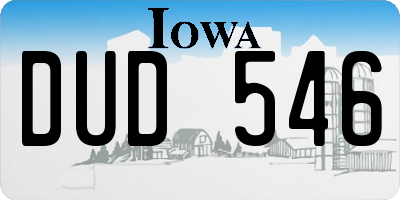 IA license plate DUD546