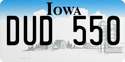 IA license plate DUD550