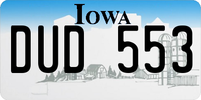 IA license plate DUD553