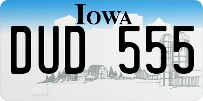 IA license plate DUD555