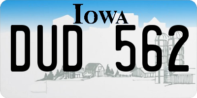 IA license plate DUD562