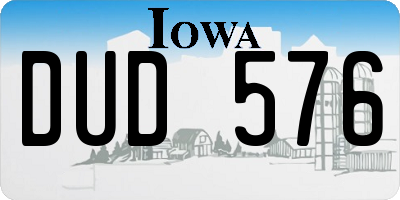 IA license plate DUD576