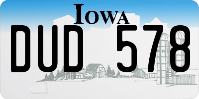 IA license plate DUD578