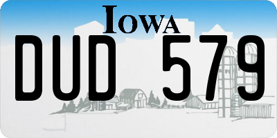 IA license plate DUD579