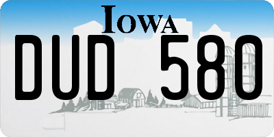 IA license plate DUD580