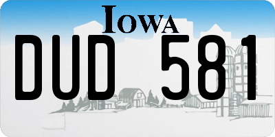 IA license plate DUD581