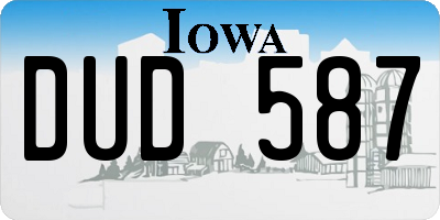 IA license plate DUD587