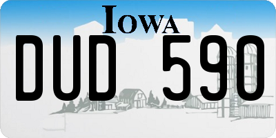 IA license plate DUD590