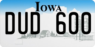 IA license plate DUD600