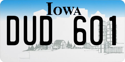IA license plate DUD601