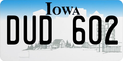 IA license plate DUD602