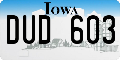 IA license plate DUD603