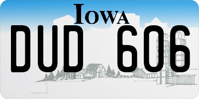 IA license plate DUD606