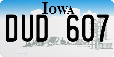 IA license plate DUD607