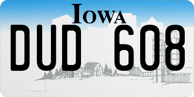 IA license plate DUD608