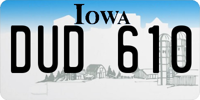IA license plate DUD610