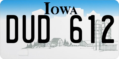 IA license plate DUD612