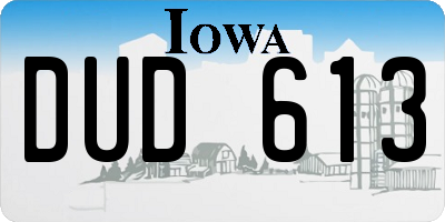 IA license plate DUD613