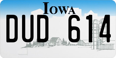 IA license plate DUD614