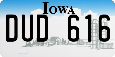 IA license plate DUD616