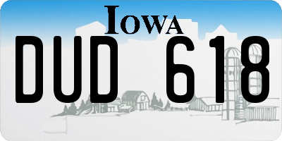 IA license plate DUD618
