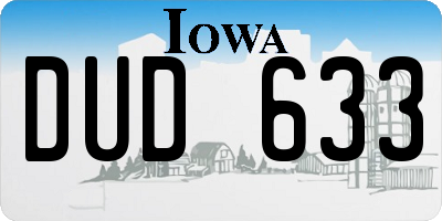 IA license plate DUD633