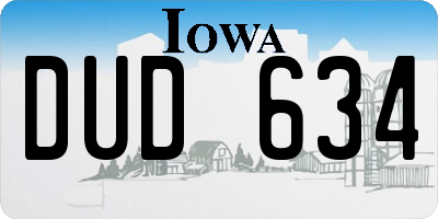IA license plate DUD634
