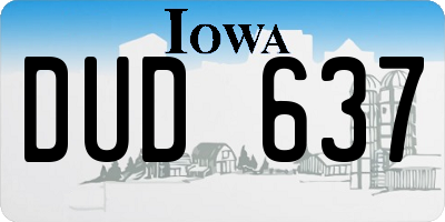 IA license plate DUD637