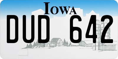 IA license plate DUD642