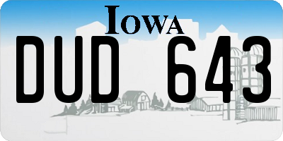 IA license plate DUD643