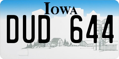 IA license plate DUD644