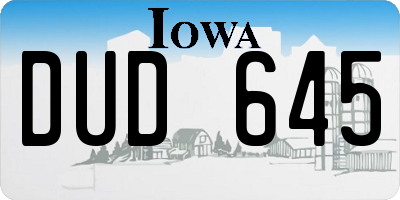 IA license plate DUD645