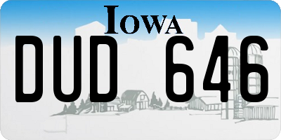 IA license plate DUD646