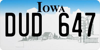 IA license plate DUD647
